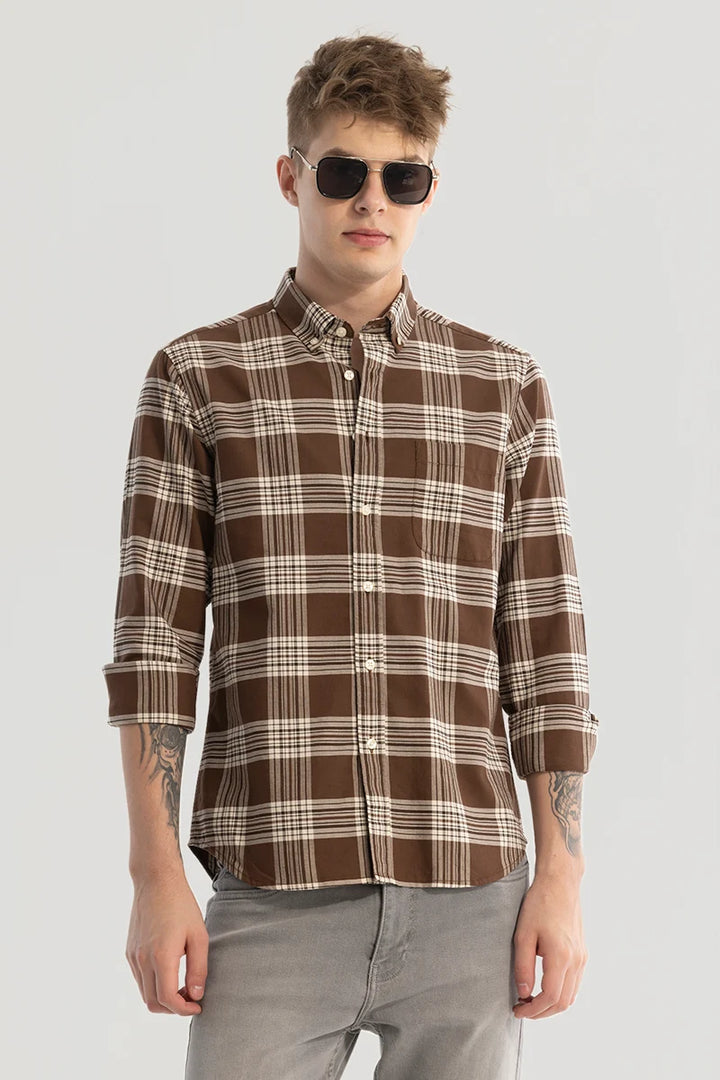 Brown Checks Oxford Shirt