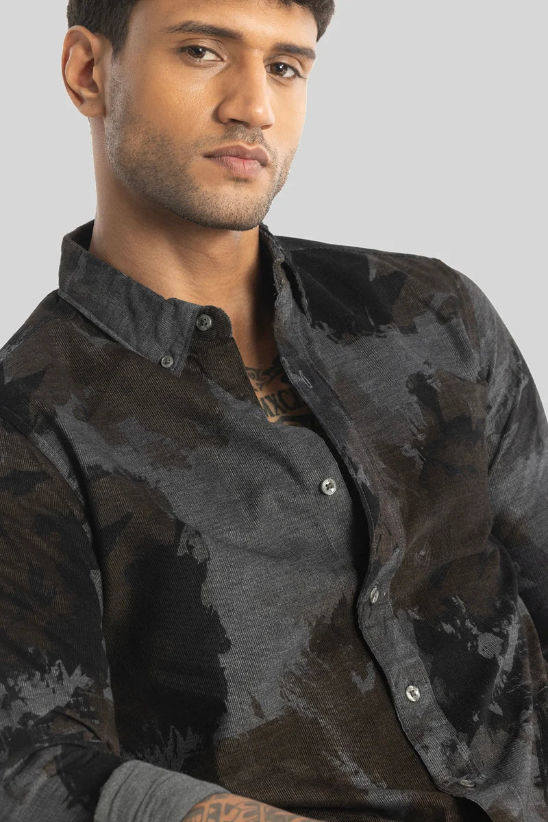 Cesare Grey Abstract Corduroy Shirt