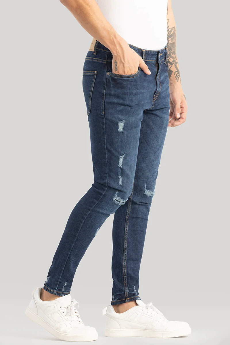 Ilaria Denim Blue Distressed Skinny Fit Jeans