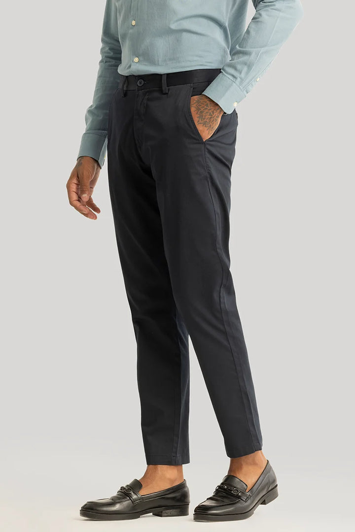 Urban Stride Charcoal Grey Plain Slim Fit Chinos