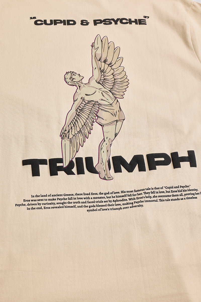 Triumph Beige Printed Slim Fit T-Shirt