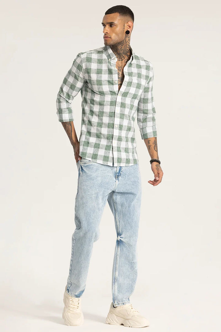 Green Checks Linen shirt