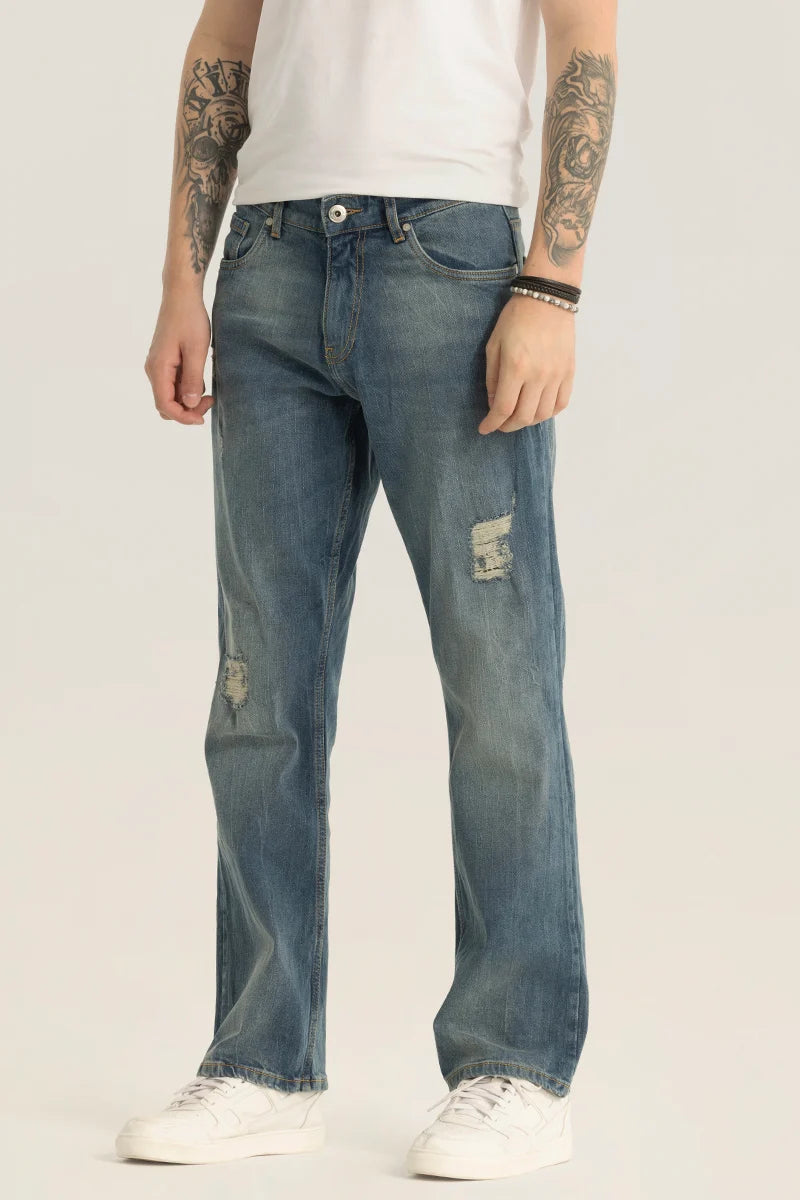 Vanguard Blue Distressed Bootcut Jeans