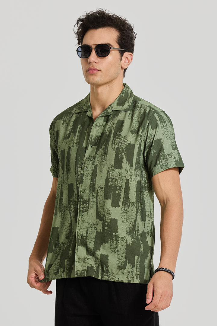 Light Green Cuban Abstract Shirt