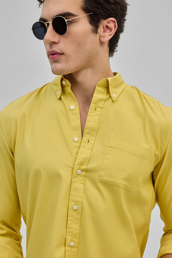 Yellow Solid Button Down Shirt