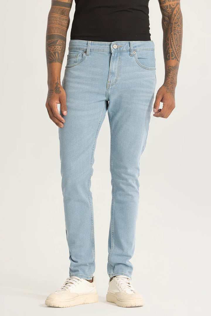 Light Blue Plain Skinny Fit Jeans