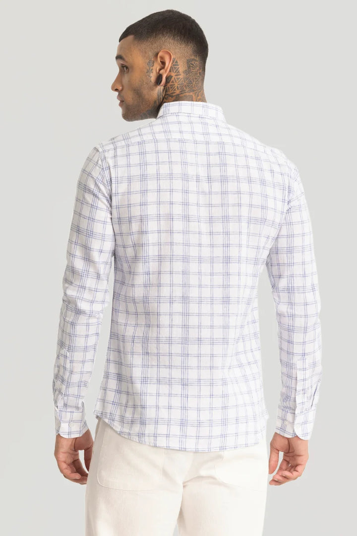 Light Blue Checks Linen Blend Shirt