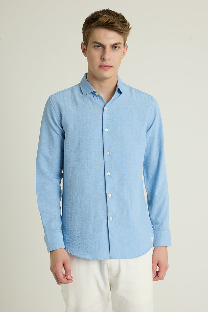 Blue Self Stripe Shirt