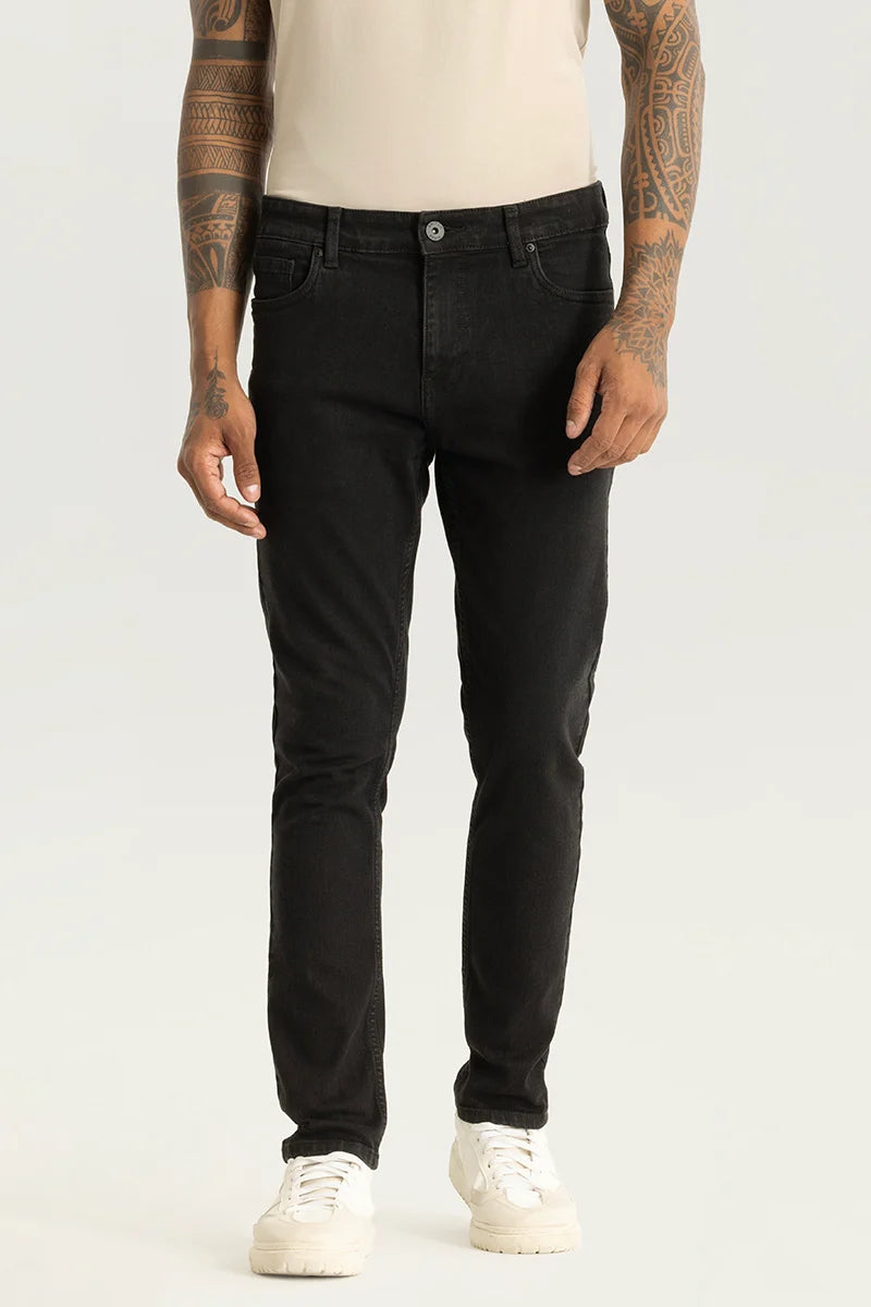 Nexus Black Plain Slim Fit Jeans