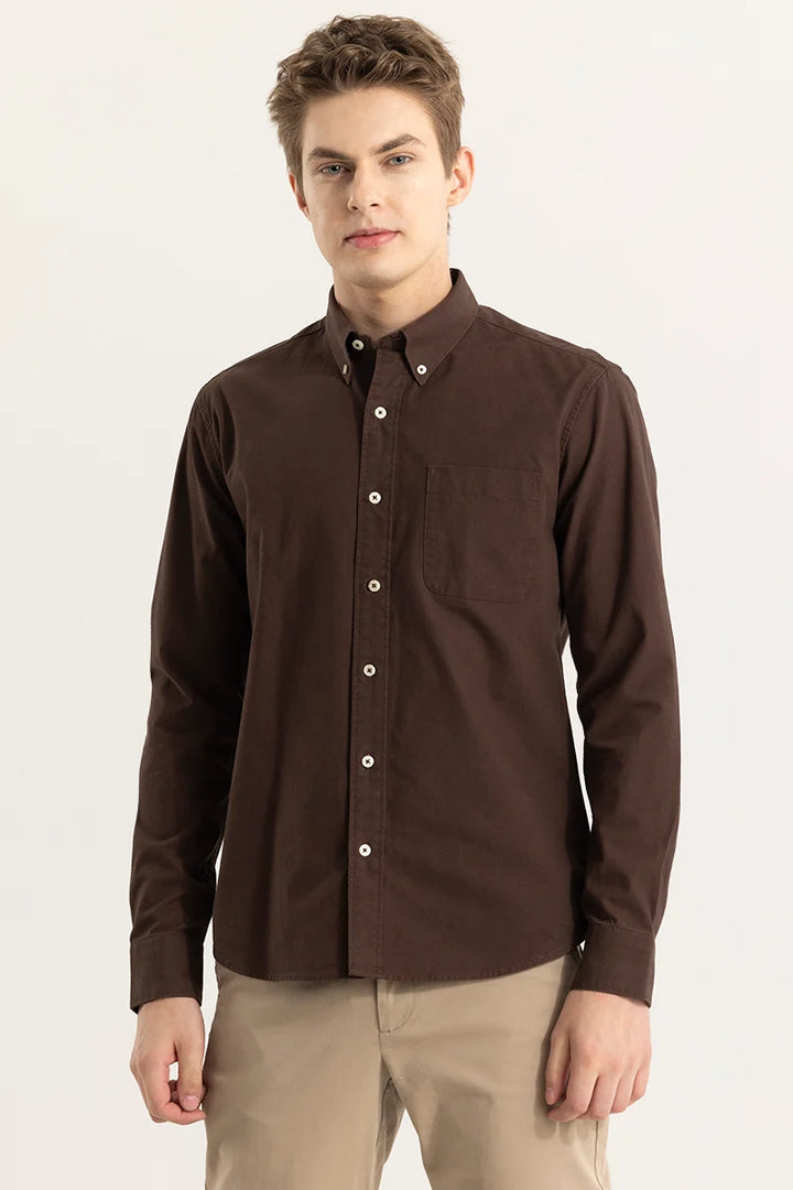 Shirtolo Plain Brown Shirt