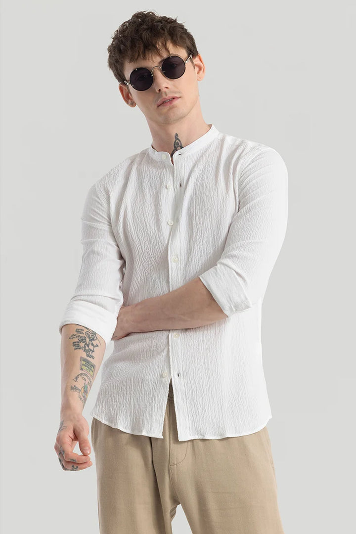 Berit White Textured Shirts