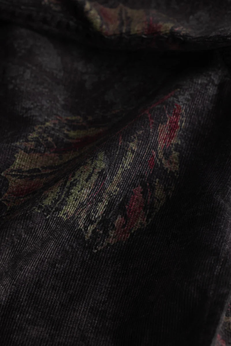 Cesare Charcoal Grey Abstract Corduroy Shirt