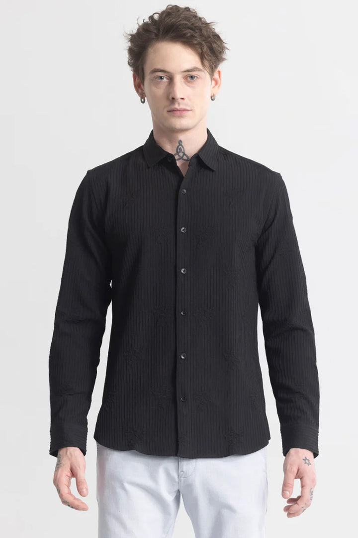 TextuRiche Snowy Black Shirt