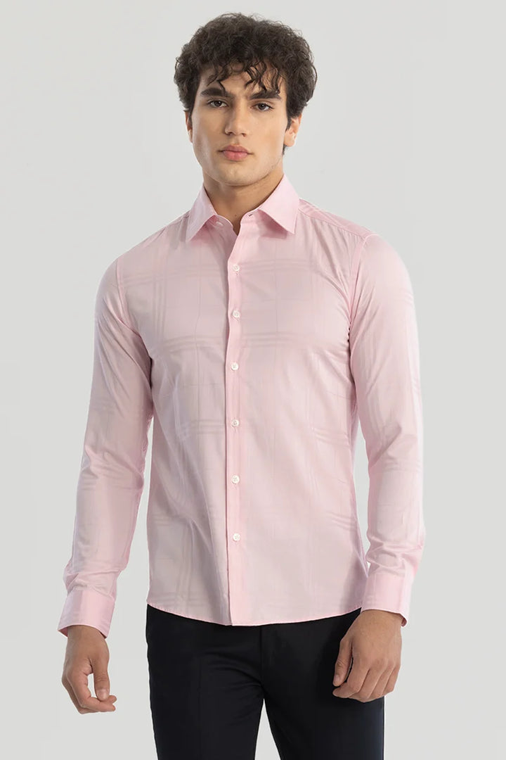 Pink Self Checks Shirt