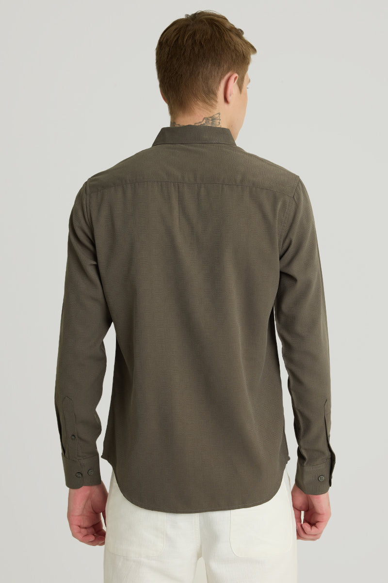 Olive French Collar Shirt