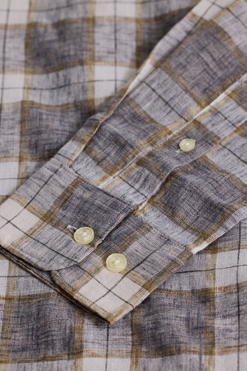 Grey Checks Linen Shirt