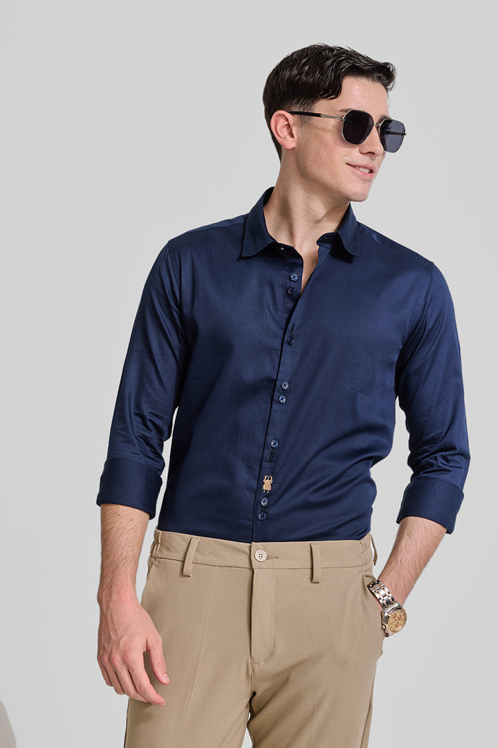 Navy Embroidered Shirt