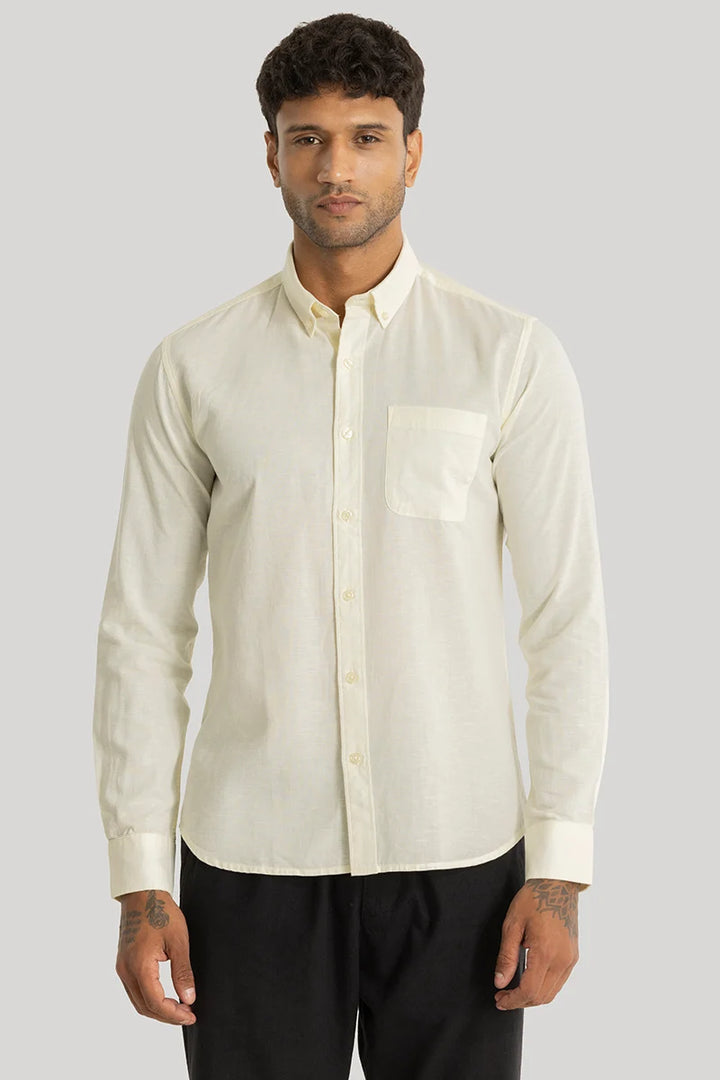 Henri Cream Plain Linen Shirt