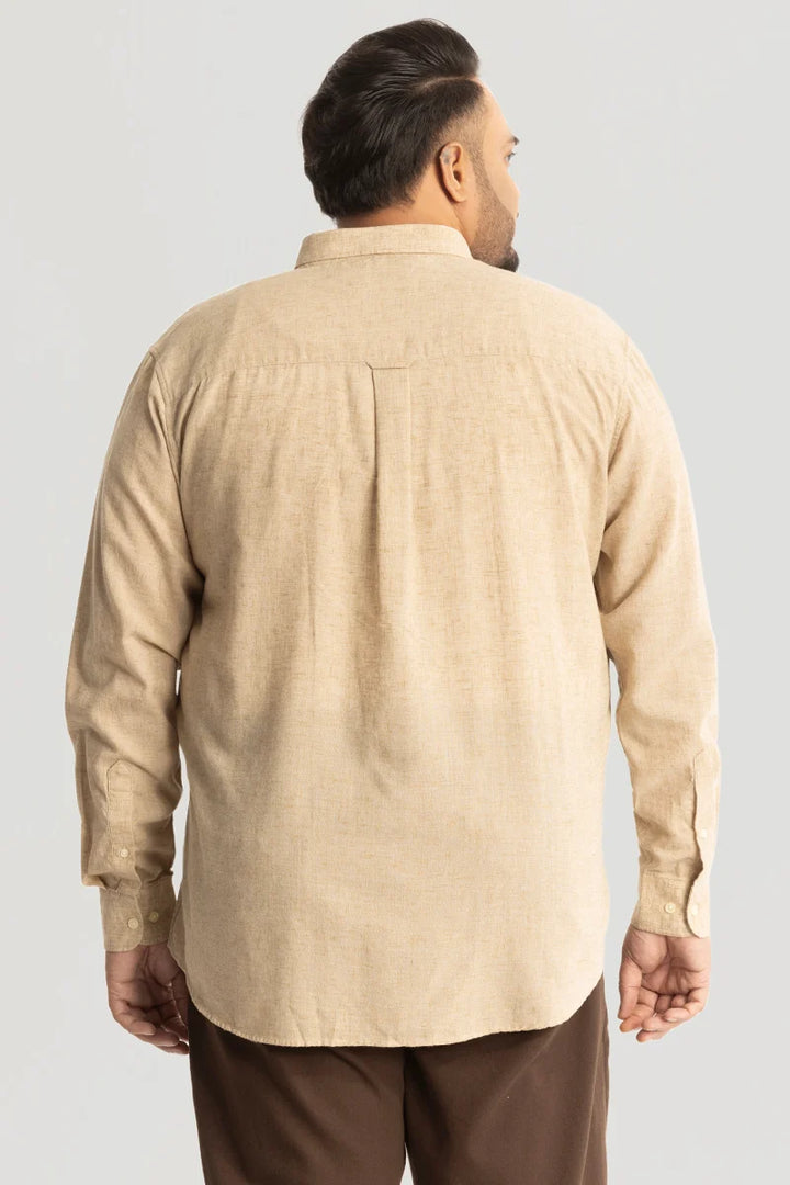 Beige Linen Blend Plus Size Shirt