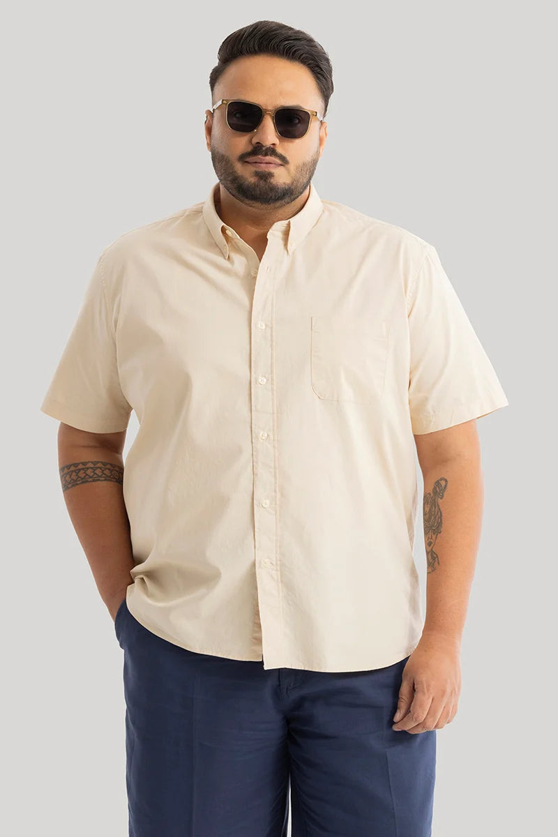 Downtown Beige Oxford Plus Size Shirt