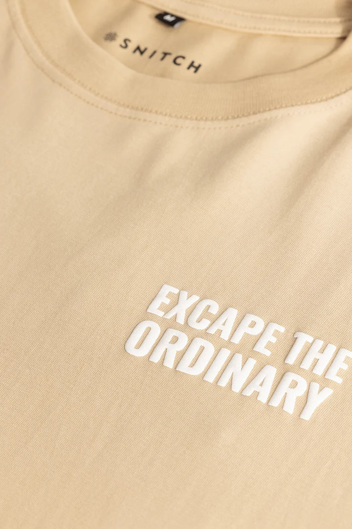 Escape The Ordinary Beige Oversized T-Shirt