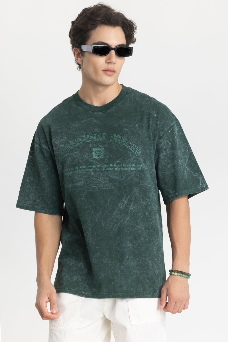 Subliminal Forces Green Oversized T-Shirt