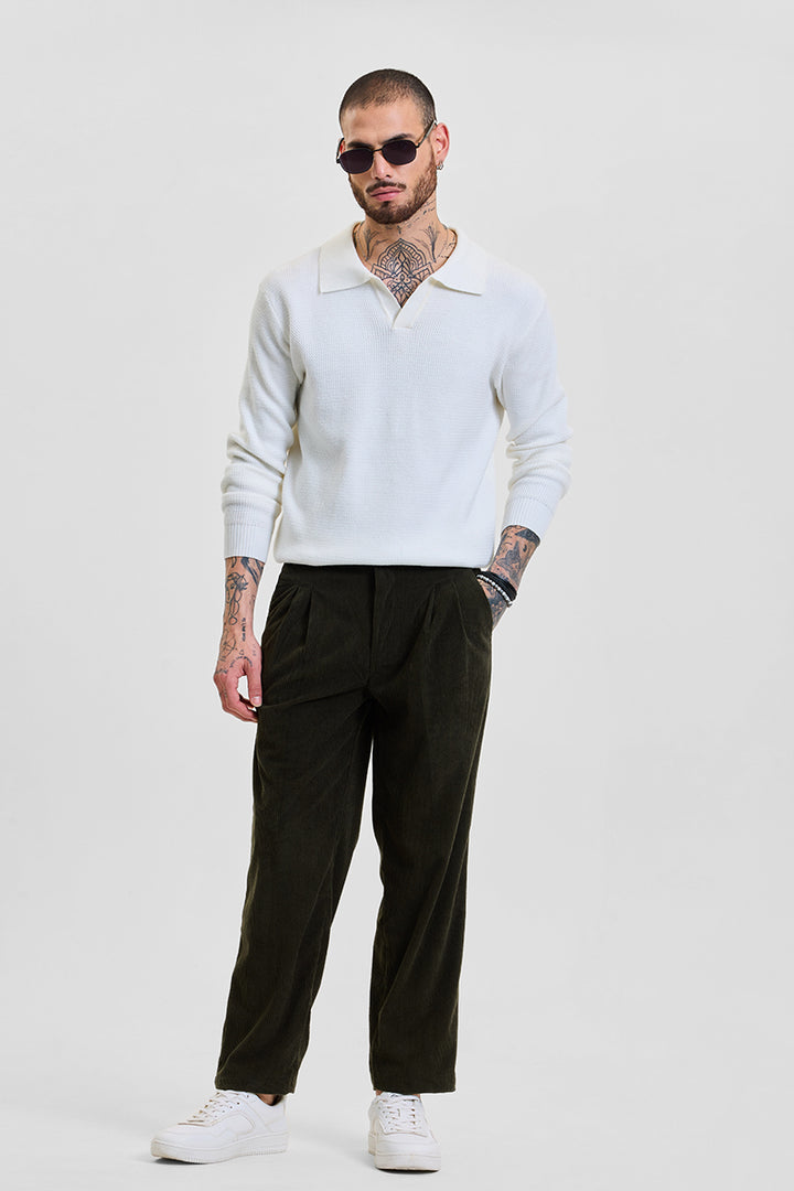 Olive Corduroy Relaxed Fit Trousers