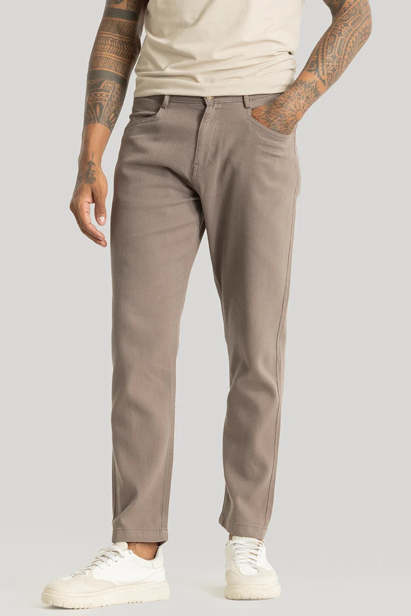 Camille Light Brown Plain Relaxed Fit Chinos