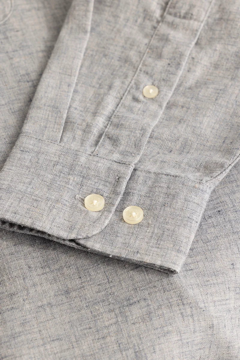 Light Grey Linen Blend Plus Size Shirt