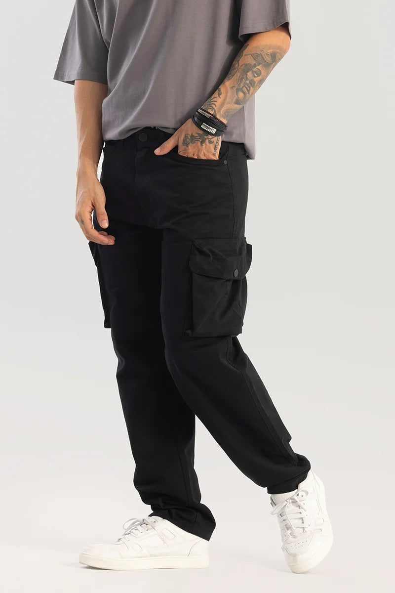 Zoe Black Loose Fit Cargo Pants