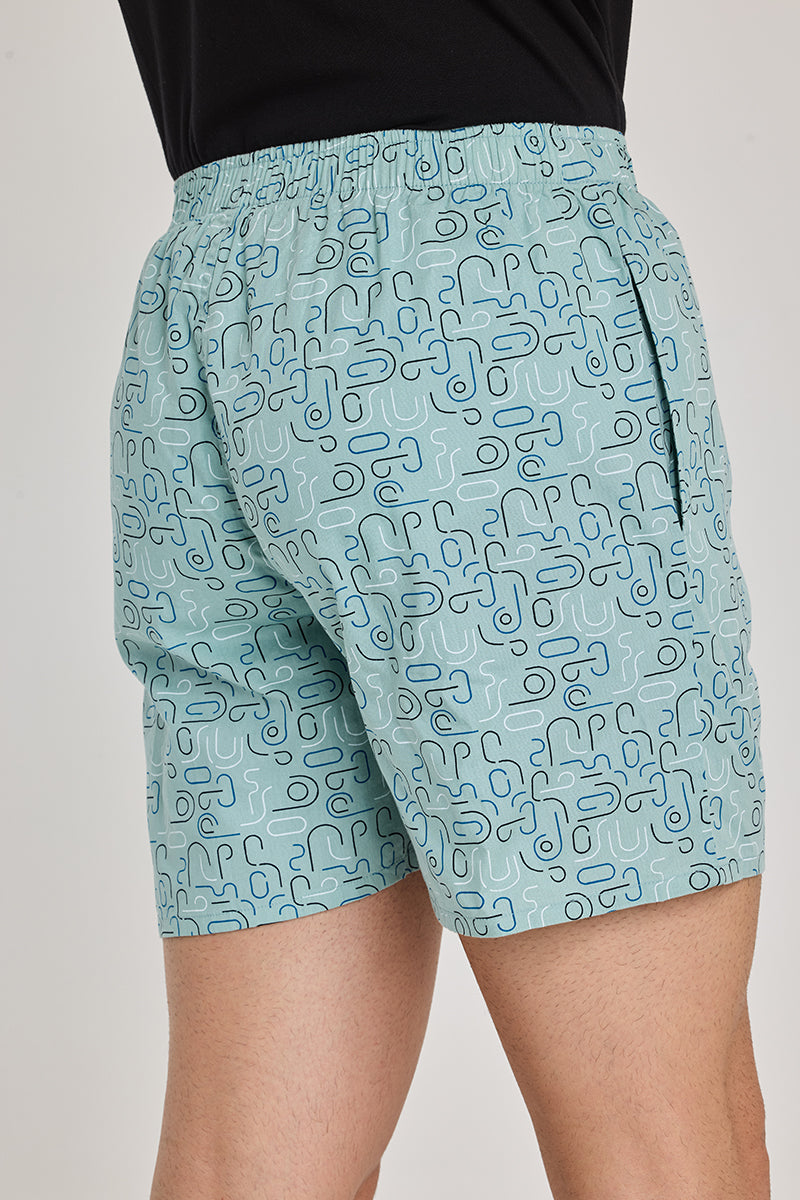 Turquoise Geometric Boxer