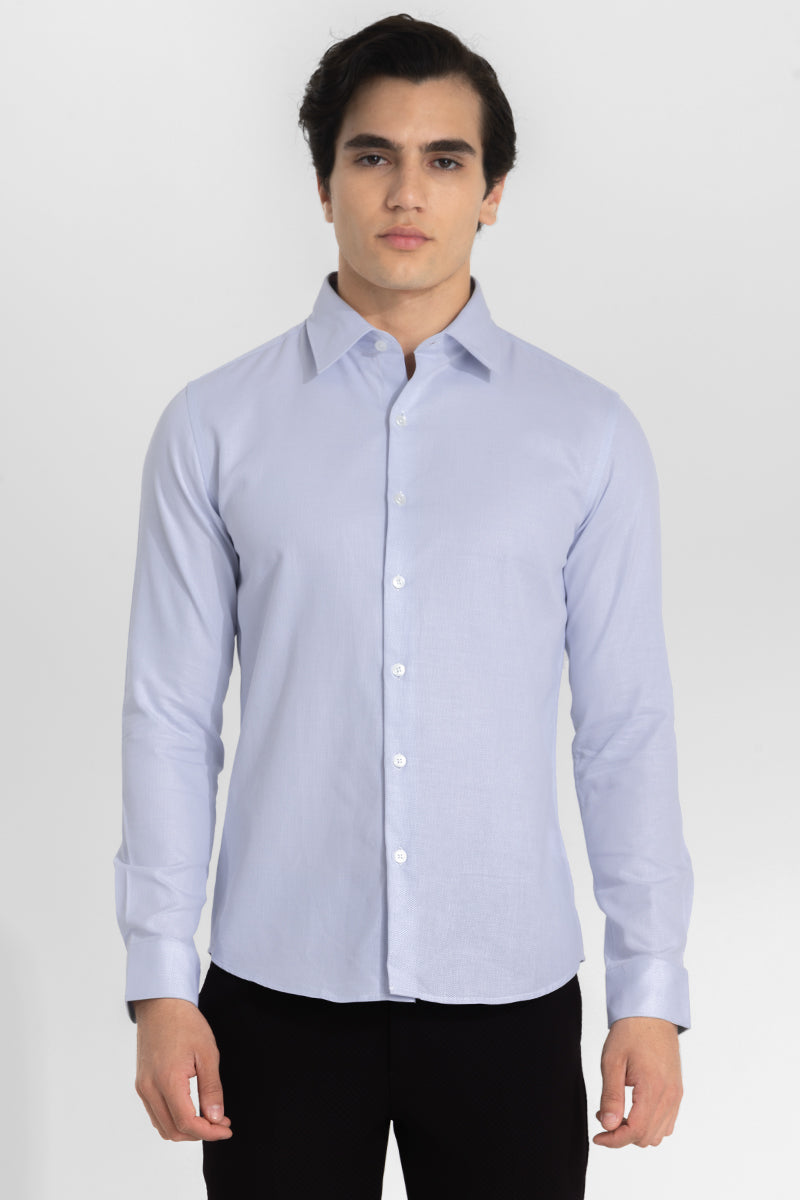 Light Blue Self-Design Shirt