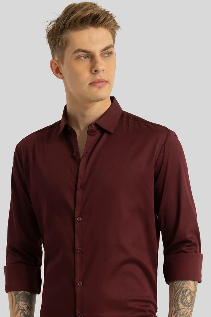 Etnni Maroon Plain Stitchless Shirt