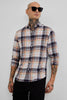 Peach Checks Linen Blend Shirt