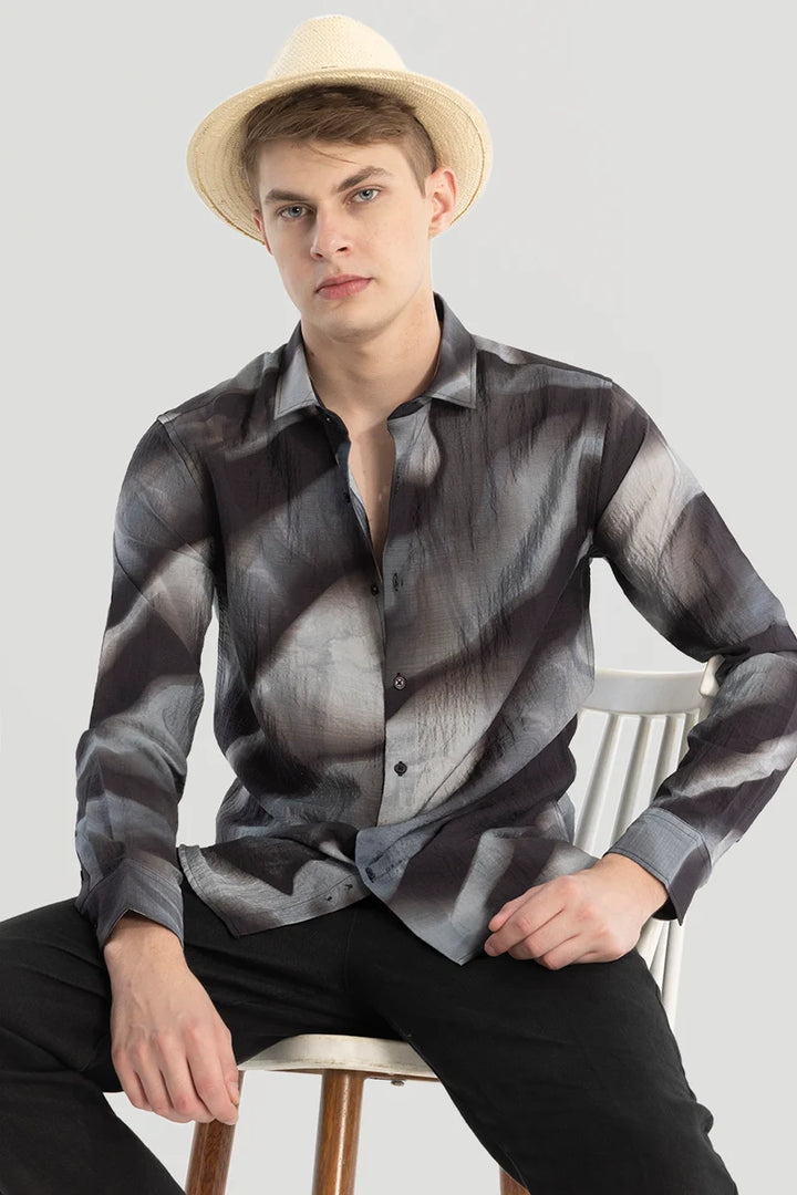 Black Textured Abstract Shirt