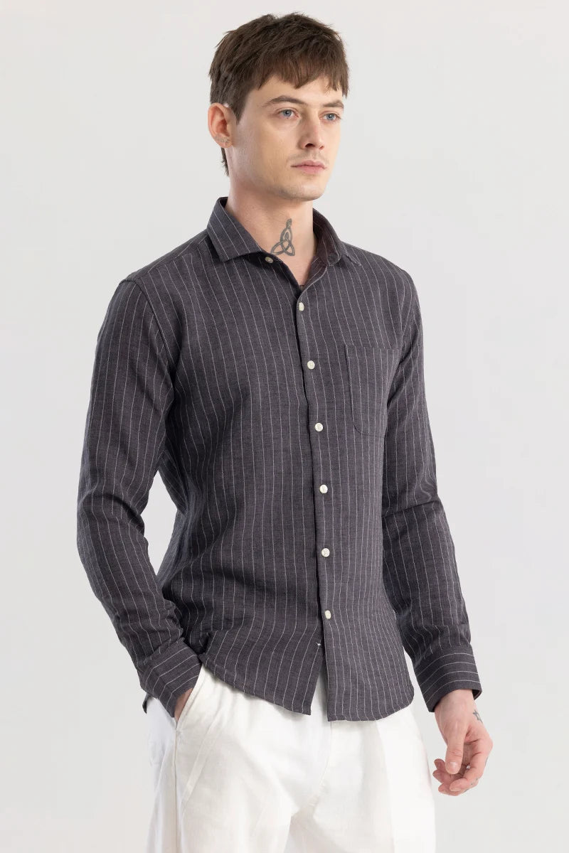 Linen Line Grey Stripe Shirt