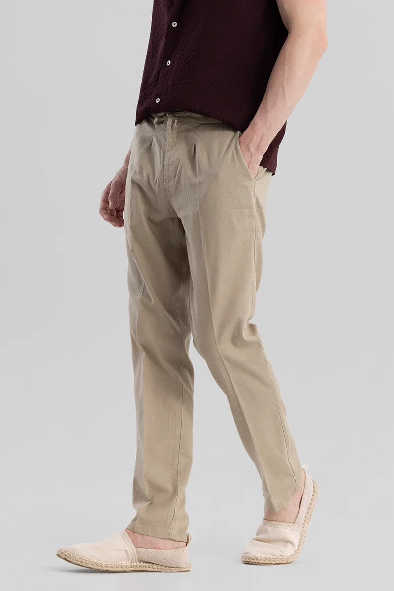 Nova Beige Linen Blend Trouser