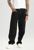 Chromatic Black Plain Baggy Fit Cargo Jeans