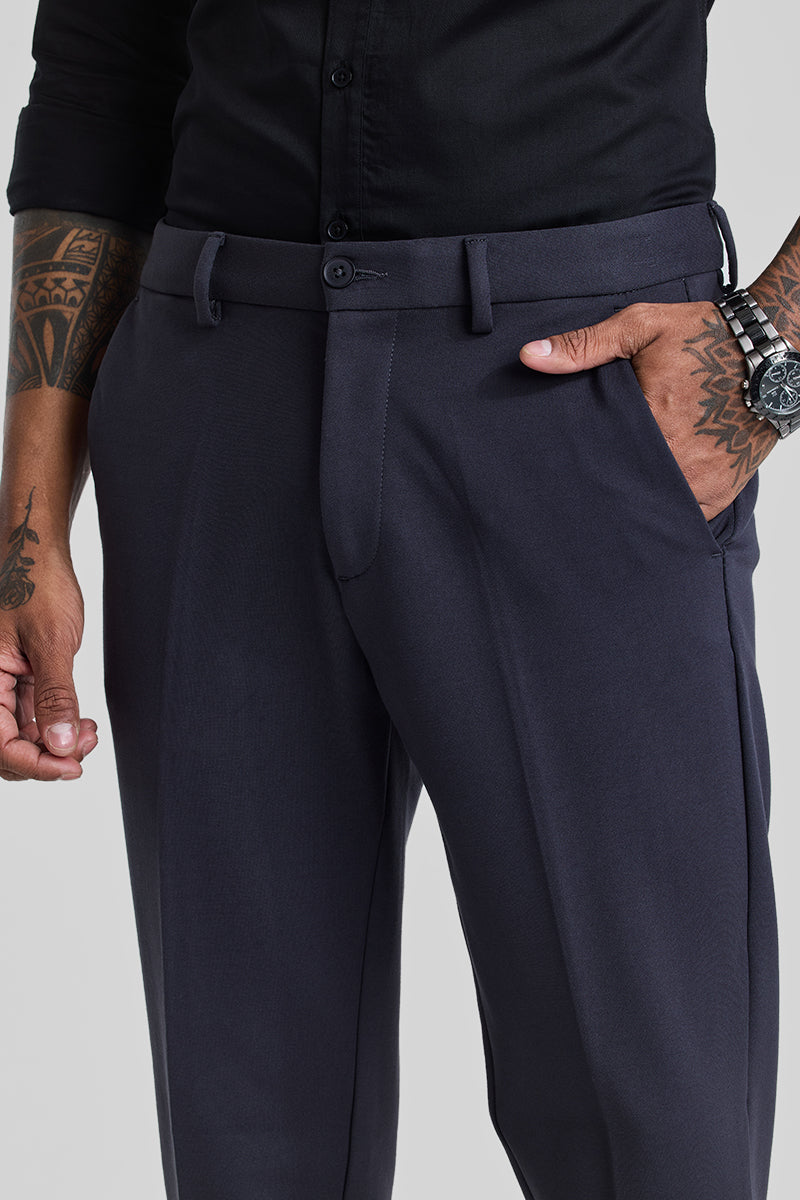 Greyish Blue Slim Fit Trousers