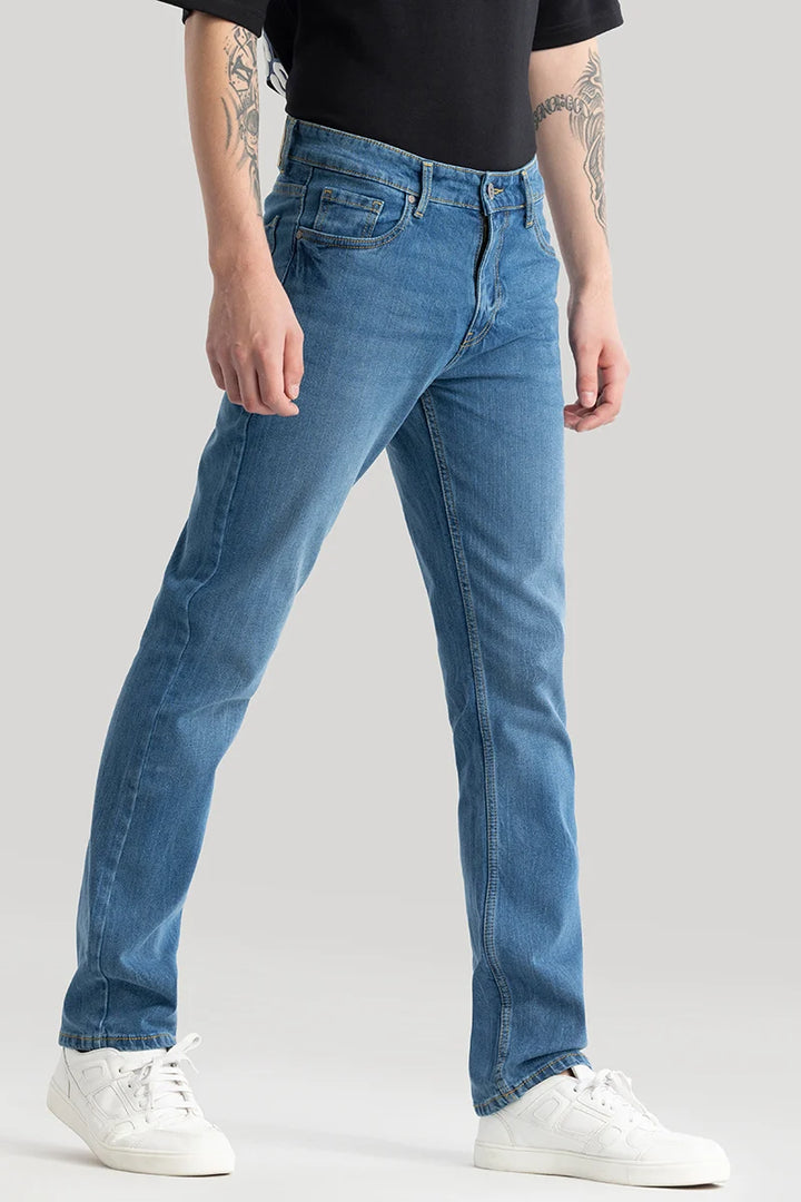 Olivier Blue Plain Straight Fit Jeans