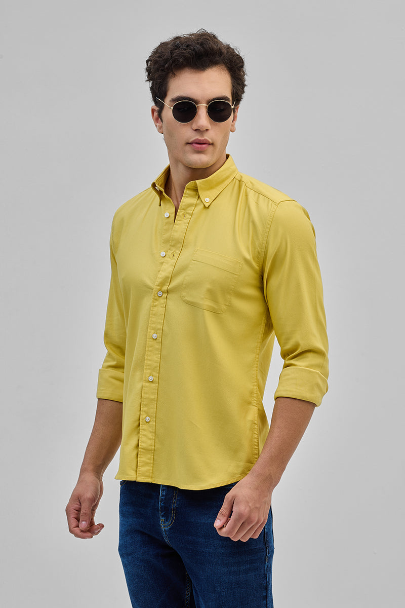 Yellow Solid Button Down Shirt