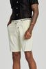 Cream Plain Linen Regular Fit Shorts