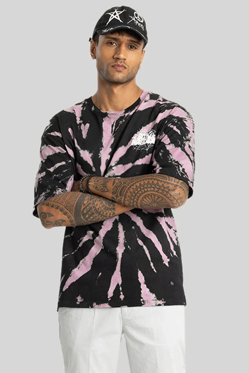 Guglielmo Black Tie & Dye Oversized Fit T-Shirt