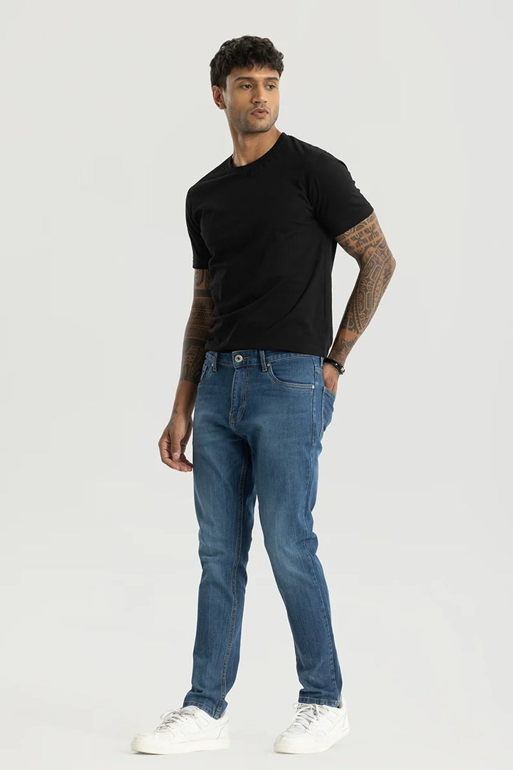 Slick Dark Blue Plain Slim Fit Jeans