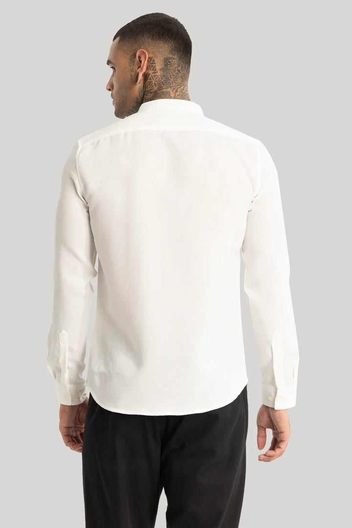 White Mandarin Linen Shirt