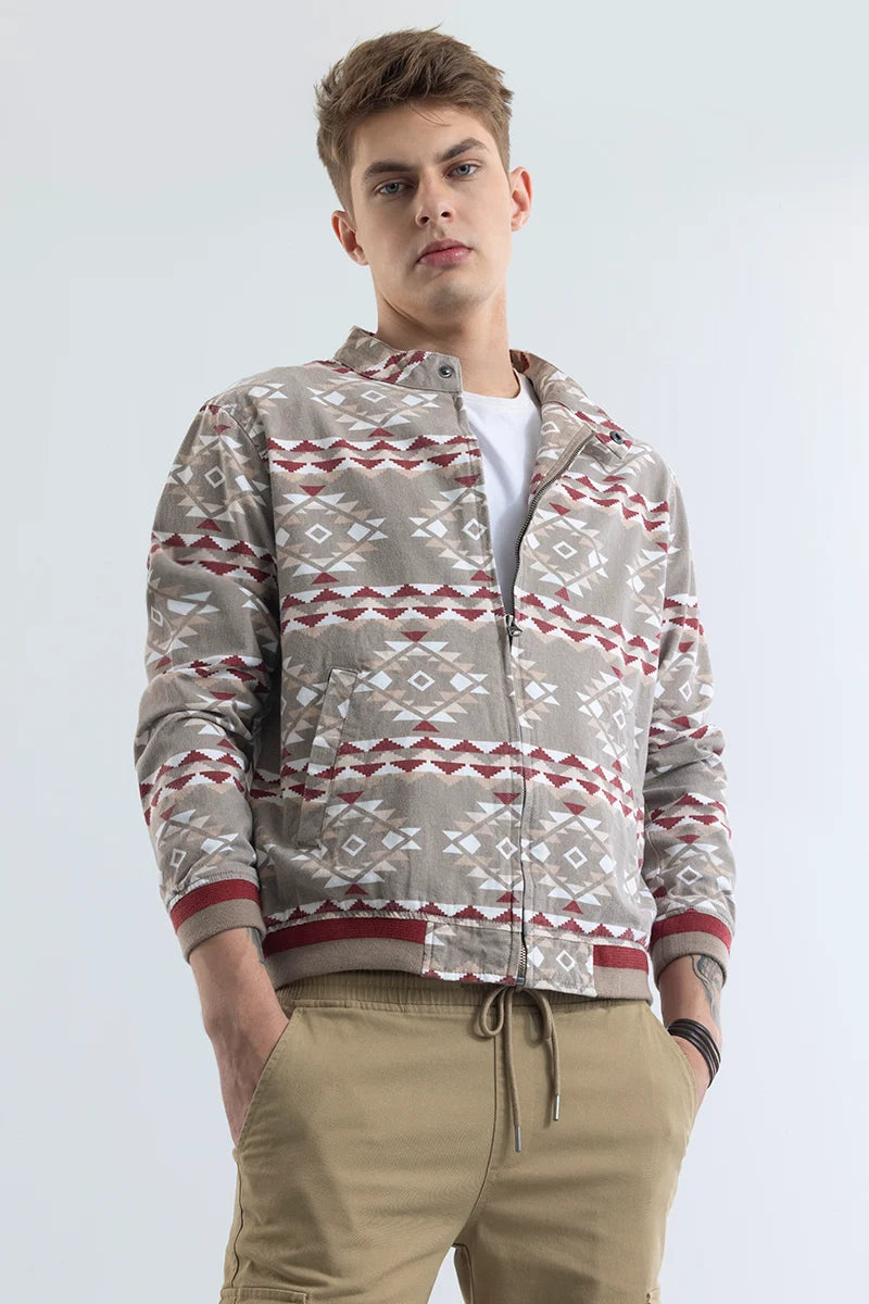 Gunnar Beige Geometric Jacket