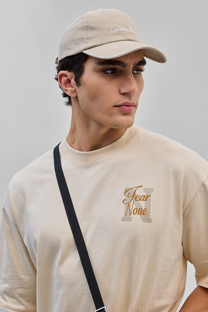 Fear None Beige Oversized T-Shirt