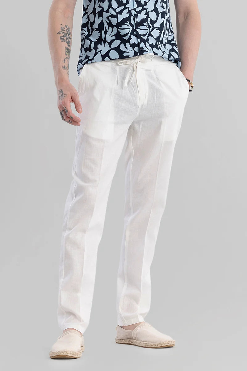 Nova White Linen Blend Trouser