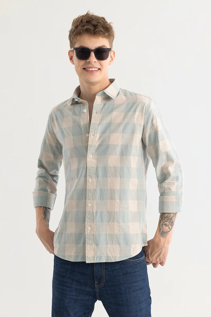 Alessia Checks Blue Linen Blend Shirt