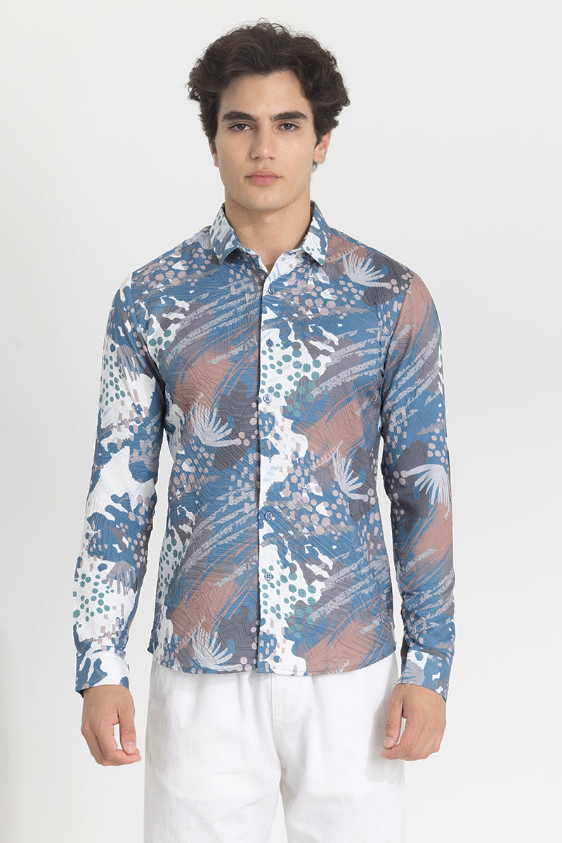 Blue Textured Abstract Shirt